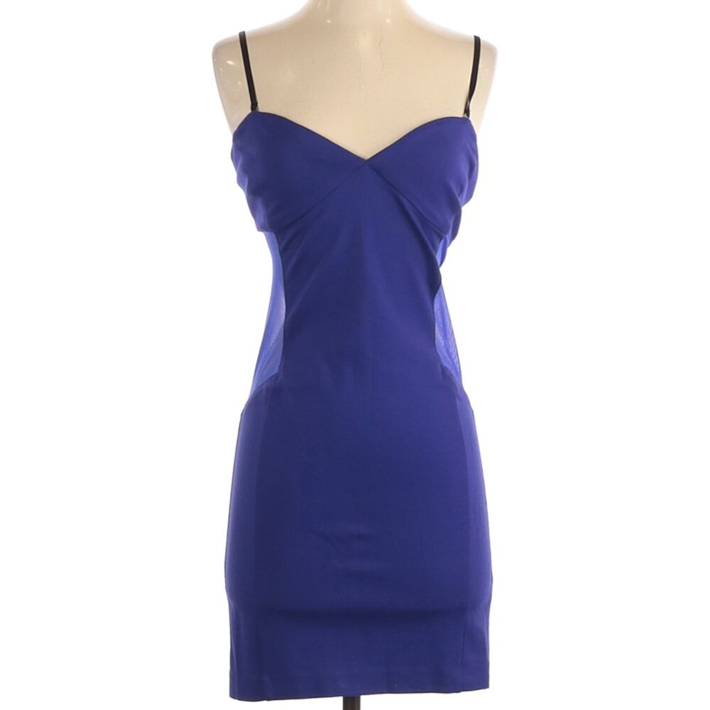 EUC Sena Size 4 Blue Cocktail Dress with Mesh Cutouts Date Night